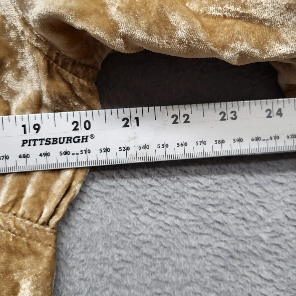 J. Jill Women Blouse S Gold Velour Collared‎ Long Sleeve